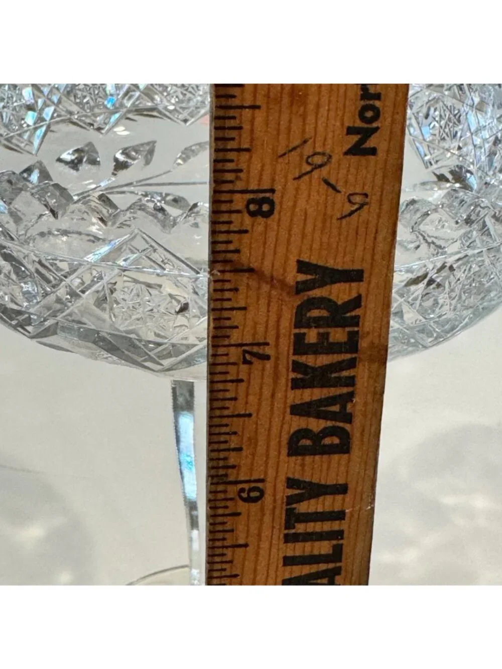 Cut Glass Etched Clear Compote Pedestal Dish Centerpiece 8" Tall Floral Vintage - Picture 4 of 13